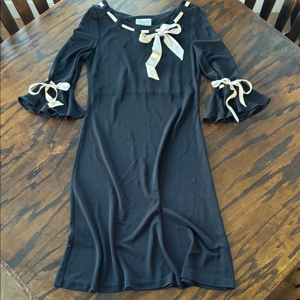 Papell Boutique Black Dress with Cream Details